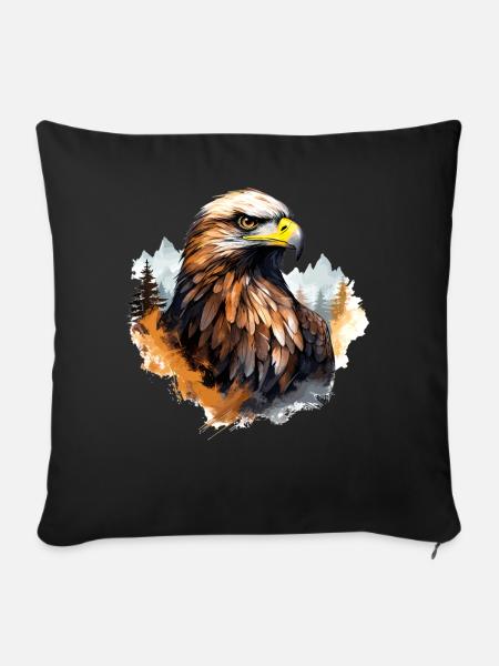 Steinadler Adler Falkner Jäger Wildnis Seeadler - Sofakissenbezug 45 x 45 cm - Schwarz