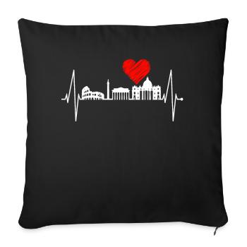 Rome Colisée Heartbeat Roma Skyline Rome Italie - Housse de coussin décorative 45 x 45 cm - noir - Devant