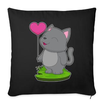 Katze Luftballon - Sofakissenbezug 45 x 45 cm - Schwarz - Vorne