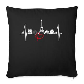 Paris Skyline Heartbeat Eiffel Tower France - Sofa pillowcase 17,3'' x 17,3'' (45 x 45 cm) - black - Front