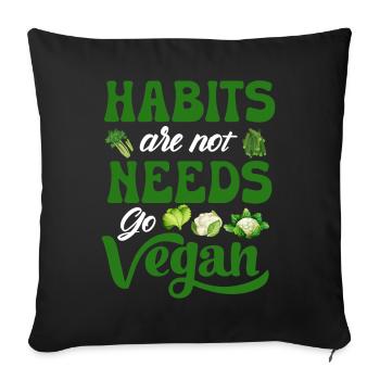 Vegan Veganism - Sofa pillowcase 17,3'' x 17,3'' (45 x 45 cm) - black - Front