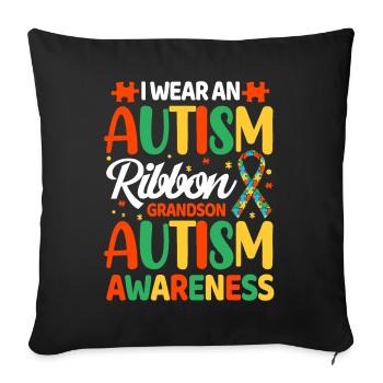 Autisme Autiste - Housse de coussin décorative 45 x 45 cm - noir - Devant