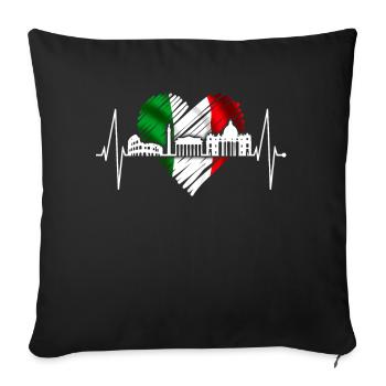 Rome Colisée Heartbeat Roma Skyline Rome Italie - Housse de coussin décorative 45 x 45 cm - noir - Devant
