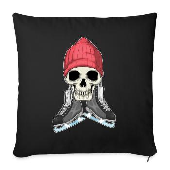 Skull Ice Skating Skates - Sofa pillowcase 17,3'' x 17,3'' (45 x 45 cm) - black - Front