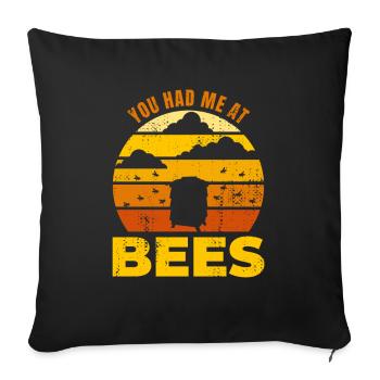 Tu m’as eu aux abeilles - Housse de coussin décorative 45 x 45 cm - noir - Devant