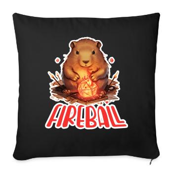 Capybara Mage – Fireball RPG Design - Sofa pillowcase 17,3'' x 17,3'' (45 x 45 cm) - black - Front