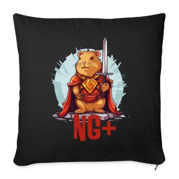 Capybara Warrior NG+ – Level Up RPG Design - Sofa pillowcase 17,3'' x 17,3'' (45 x 45 cm) - black - Front