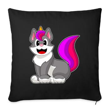 Katze Einhorn - Sofakissenbezug 45 x 45 cm - Schwarz - Vorne
