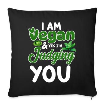 Vegan Veganism - Sofa pillowcase 17,3'' x 17,3'' (45 x 45 cm) - black - Front