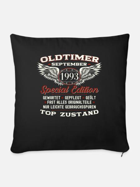 30. Geburtstag Oldtimer September Jahrgang 1993 - Sofakissenbezug 45 x 45 cm - Schwarz