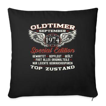 49th birthday classic car September vintage 1974 - Sofa pillowcase 17,3'' x 17,3'' (45 x 45 cm) - black - Front