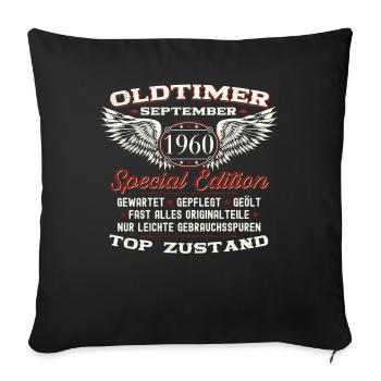 63rd birthday classic car September vintage 1960 - Sofa pillowcase 17,3'' x 17,3'' (45 x 45 cm) - black - Front