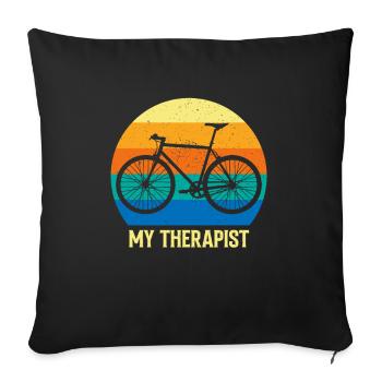 Design de vélo rétro sportif avec « My Therapist » - Housse de coussin décorative 45 x 45 cm - noir - Devant
