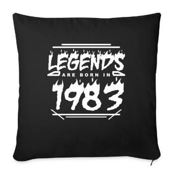 1983 - Né 1983 - Année de construction 1983 - Légende - Housse de coussin décorative 45 x 45 cm - noir - Devant