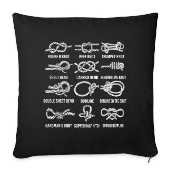 Sailing, sailboat, sailing knots, knotting - Sofa pillowcase 17,3'' x 17,3'' (45 x 45 cm) - black - Front