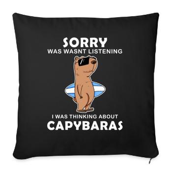Capybara Wasserschwein Capybaras - Housse de coussin décorative 45 x 45 cm - noir - Devant
