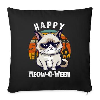 Süß & Gruselig Happy Halloween mit genervter Katze - Sofakissenbezug 45 x 45 cm - Schwarz - Vorne
