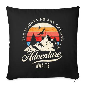 montagne, randonnée, aventurier - Housse de coussin décorative 45 x 45 cm - noir - Devant
