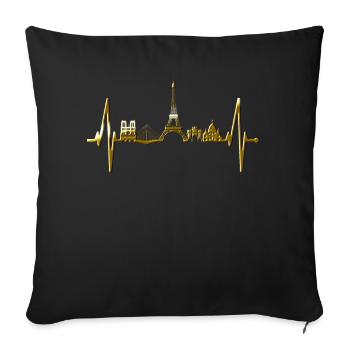 Paris Skyline Heartbeat Eiffel Tower France - Sofa pillowcase 17,3'' x 17,3'' (45 x 45 cm) - black - Front