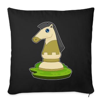 Schachfigur Springer Schach - Sofakissenbezug 45 x 45 cm - Schwarz - Vorne