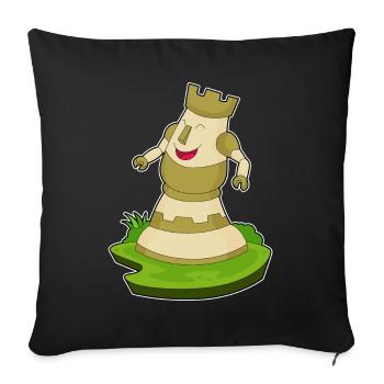 Pièce d’échecs Tour d’échecs - Housse de coussin décorative 45 x 45 cm - noir - Devant
