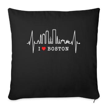 Boston Skyline Heartbeat USA Fan Heart Pulse Love - Sofa pillowcase 17,3'' x 17,3'' (45 x 45 cm) - black - Front