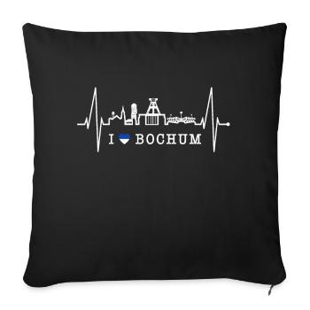 Bochum Heartbeat Bochum Skyline Home Ruhrpott - Sofa pillowcase 17,3'' x 17,3'' (45 x 45 cm) - black - Front