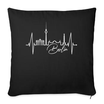Berlin Skyline Heartbeat Heart Love Love Berliners - Housse de coussin décorative 45 x 45 cm - noir - Devant