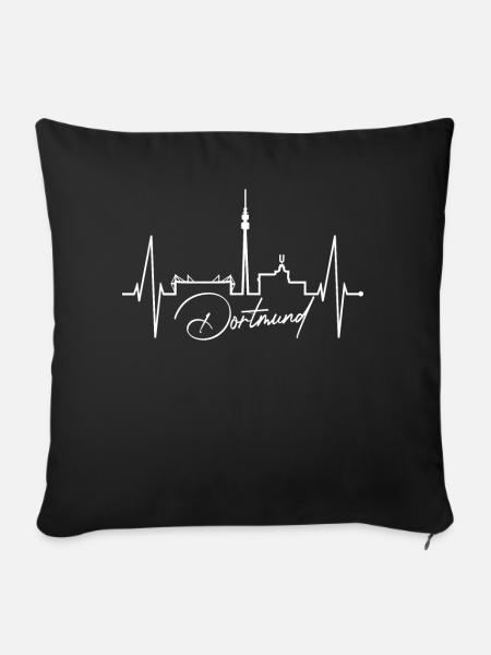 Dortmund Skyline Herzschlag Stadion Fan Dortmunder - Sofakissenbezug 45 x 45 cm - Schwarz