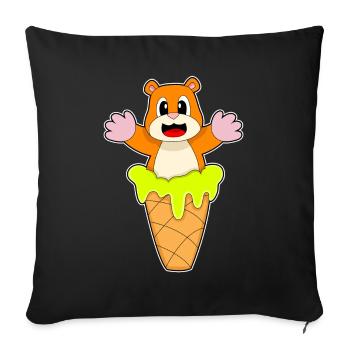 Crème glacée à gaufres de hamster - Housse de coussin décorative 45 x 45 cm - noir - Devant