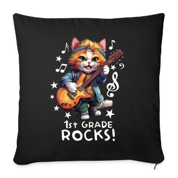 Back-to-school school enrollment cat kitten - Sofa pillowcase 17,3'' x 17,3'' (45 x 45 cm) - black - Front