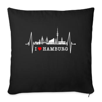 Hamburg Skyline Heartbeat Hamburg Love Fan - Sofa pillowcase 17,3'' x 17,3'' (45 x 45 cm) - black - Front