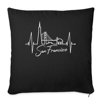 San Francisco Skyline Heartbeat California USA - Sofa pillowcase 17,3'' x 17,3'' (45 x 45 cm) - black - Front