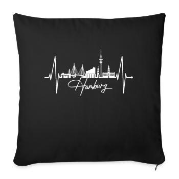Hamburg Skyline Heartbeat Hamburg Love Fan - Sofa pillowcase 17,3'' x 17,3'' (45 x 45 cm) - black - Front