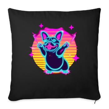 Drôle de French Bulldog Synthé Frenchie - Housse de coussin décorative 45 x 45 cm - noir - Devant