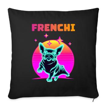 Synthwave Frenchie Bulldog Dog Lover Frenchie - Housse de coussin décorative 45 x 45 cm - noir - Devant