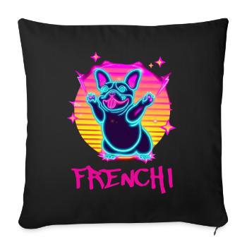 Drôle de Frenchie Dog French Bulldog Synthé - Housse de coussin décorative 45 x 45 cm - noir - Devant