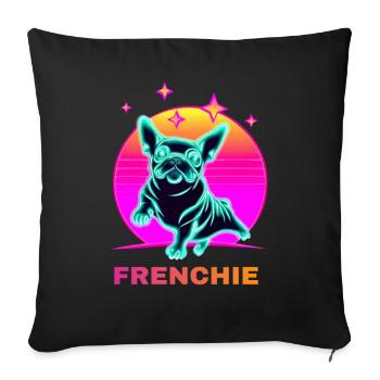 French Bulldog Neon Color 80s Style - Sofa pillowcase 17,3'' x 17,3'' (45 x 45 cm) - black - Front