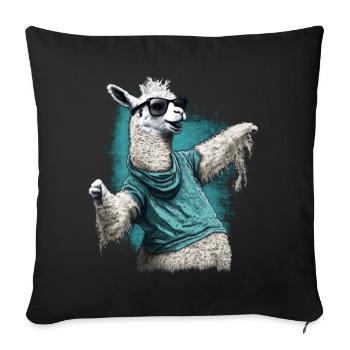 Dancing Llama Llamas Alpaca Animal Gift Idea - Sofa pillowcase 17,3'' x 17,3'' (45 x 45 cm) - black - Front