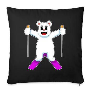 Polar Bear Skieurs Ski Sports d’hiver - Housse de coussin décorative 45 x 45 cm - noir - Devant