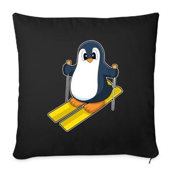 Pinguin Skifahrer Ski Wintersport - Sofakissenbezug 45 x 45 cm - Schwarz - Vorne