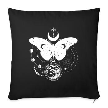 Astro papillon mystique avec phases lunaires - Housse de coussin décorative 45 x 45 cm - noir - Devant