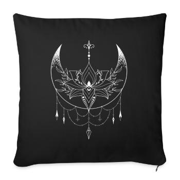 Mystical Wiccan Design Crescent Moon Crystals Flowers - Sofa pillowcase 17,3'' x 17,3'' (45 x 45 cm) - black - Front