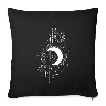 Design mystique : croissant de lune et étoiles pour la Wicca - Housse de coussin décorative 45 x 45 cm - noir - Devant