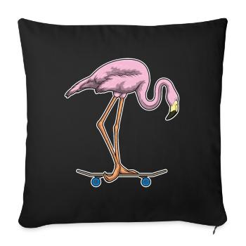 Flamingo Skater Skateboard - Sofakissenbezug 45 x 45 cm - Schwarz - Vorne
