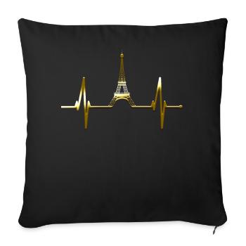 Paris Skyline Heartbeat Eiffel Tower France - Sofa pillowcase 17,3'' x 17,3'' (45 x 45 cm) - black - Front