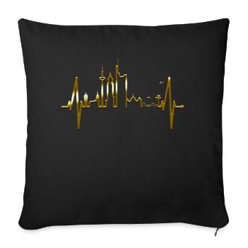 Francfort Skyline Herzschlag FFM Fan Liebe Hessen - Housse de coussin décorative 45 x 45 cm - noir - Devant