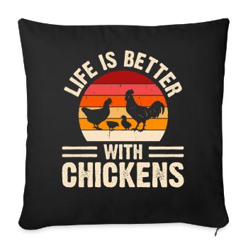 Chickens Chicken - Sofa pillowcase 17,3'' x 17,3'' (45 x 45 cm) - black - Front