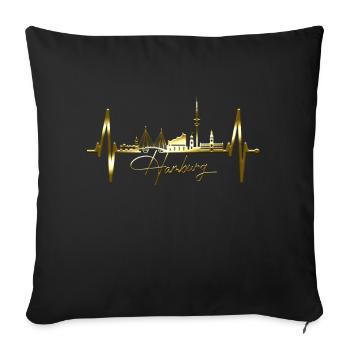 Hamburg Skyline Heartbeat Hamburg Love Fan - Sofa pillowcase 17,3'' x 17,3'' (45 x 45 cm) - black - Front