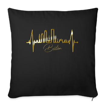 Boston Skyline Heartbeat USA Fan Heart Pulse Love - Sofa pillowcase 17,3'' x 17,3'' (45 x 45 cm) - black - Front